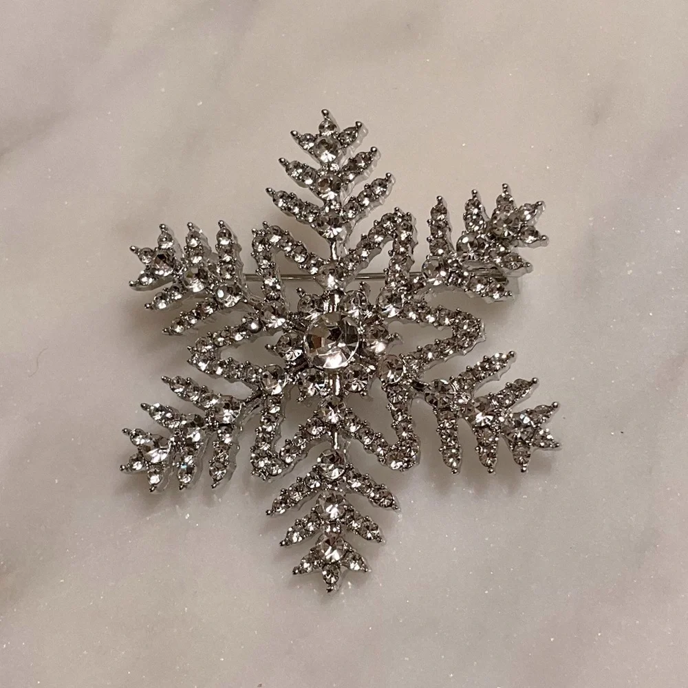Snowflake Silver Toned Brooch Pin